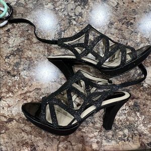 black sparkly heels